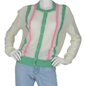 Vintage Courreges France Made Pastel Lolita Cottagecore Cardigan Knit Sweater
